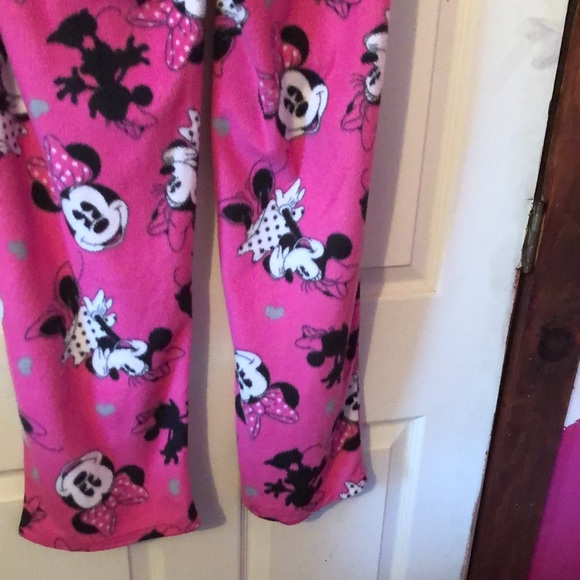 Disney Minnie Mouse Pink Fleece Pajama Pants Womens Small S 4-6 - Picture 9 of 14